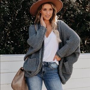 Vici Elodie pocketed chenille dolman cardigan